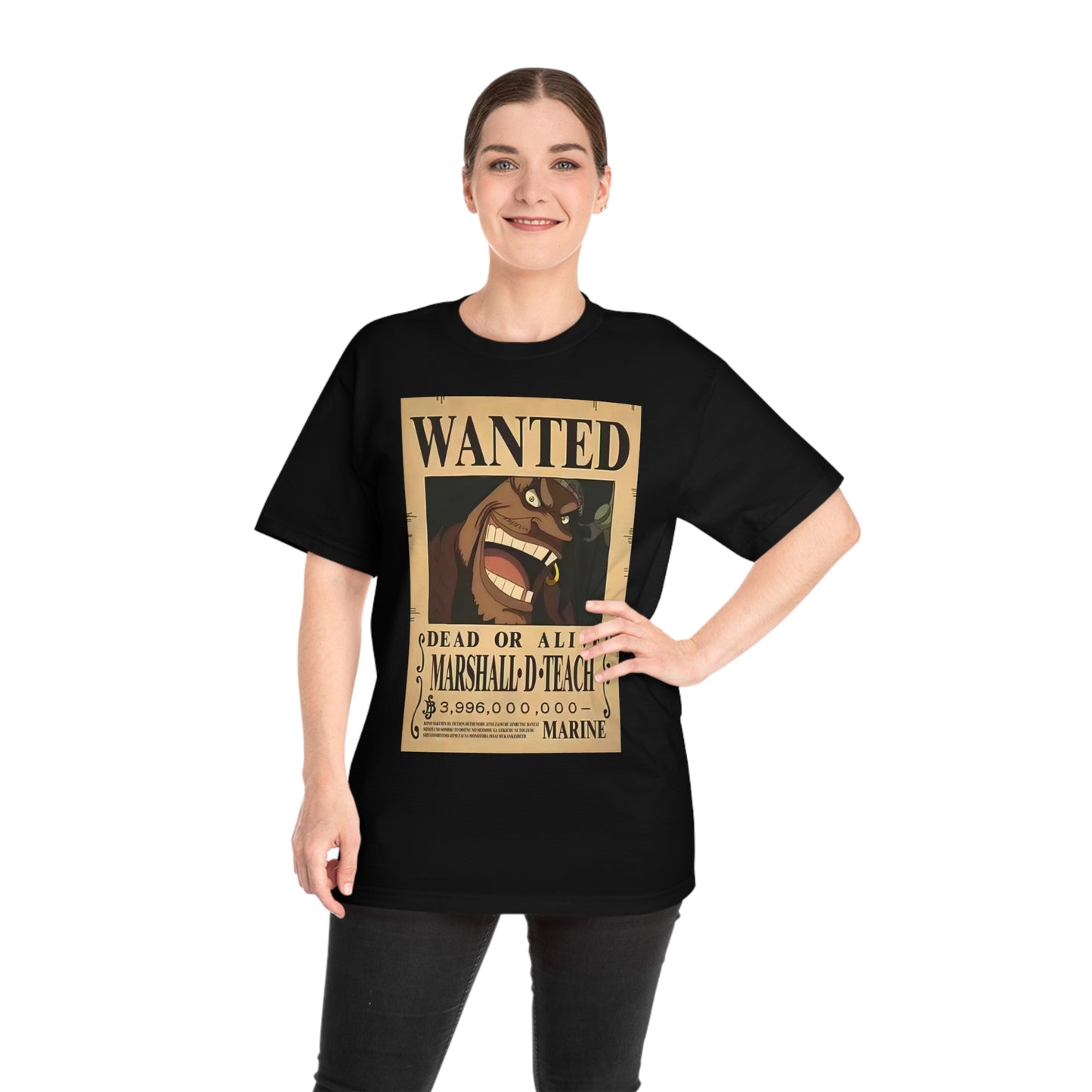 Anime T-shirt, Marshall D Teach Wanted, One Piece, Neubonesto, Unisex Tee