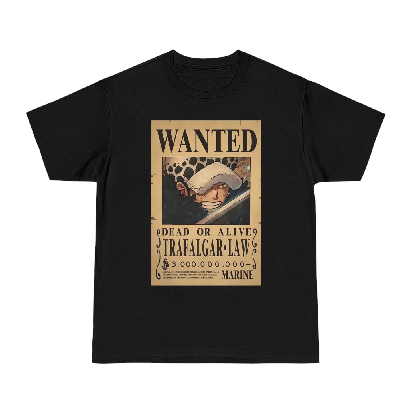 Anime T-shirt, Trafalgar-Law Wanted, One Piece, Neubonesto, Straw Hat Legend Collection, Unisex Tee, Otaku Gift, Anime Fan Shirt