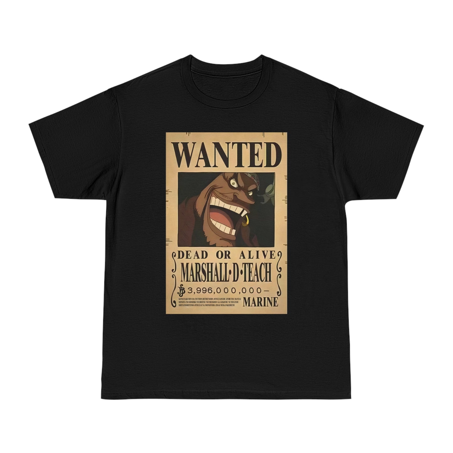 Anime T-shirt, Marshall D Teach Wanted, One Piece, Neubonesto, Unisex Tee