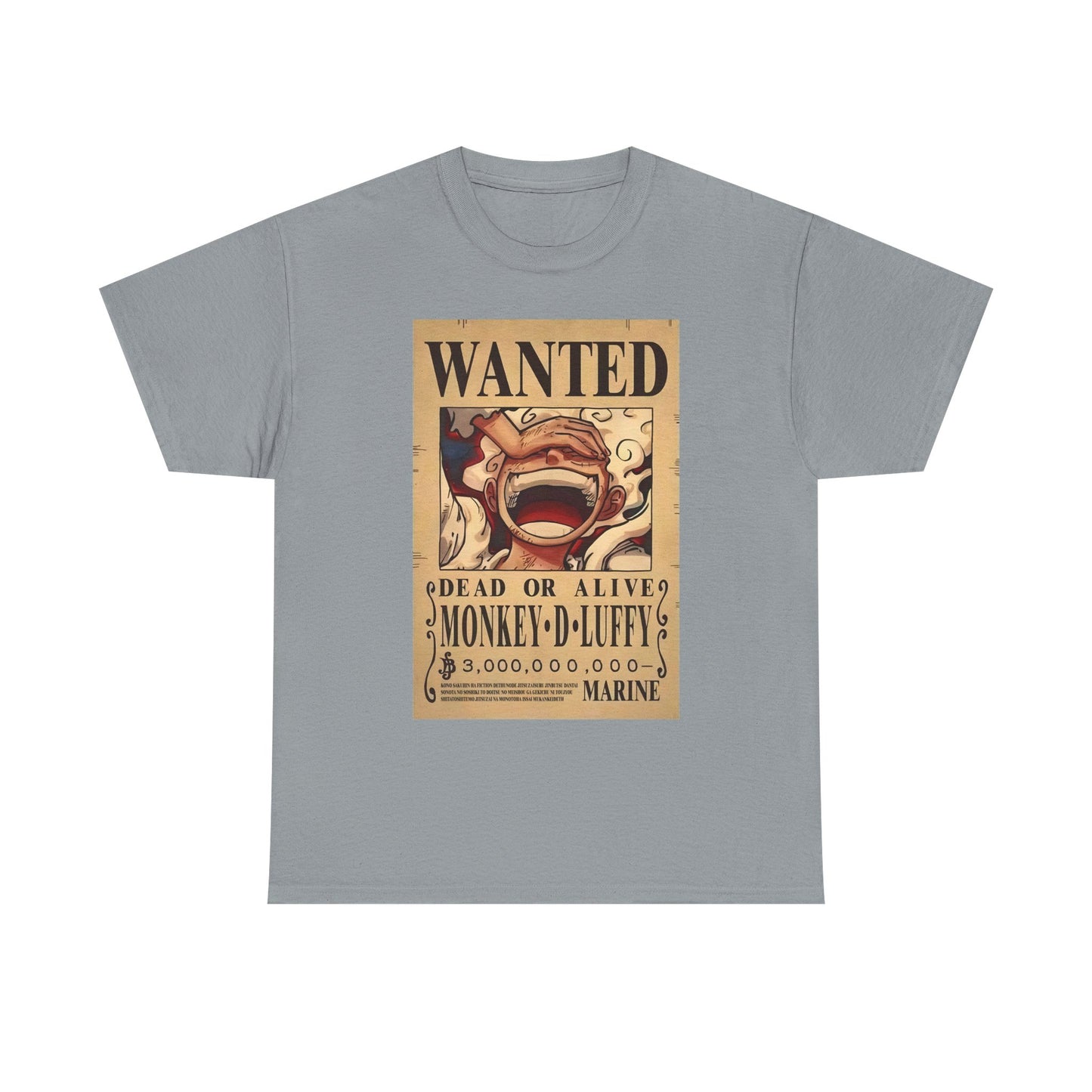 Anime Pirate T-Shirt, One Piece, Monkey D Luffy Gear 5 Wanted, Straw Hat Legend Collection