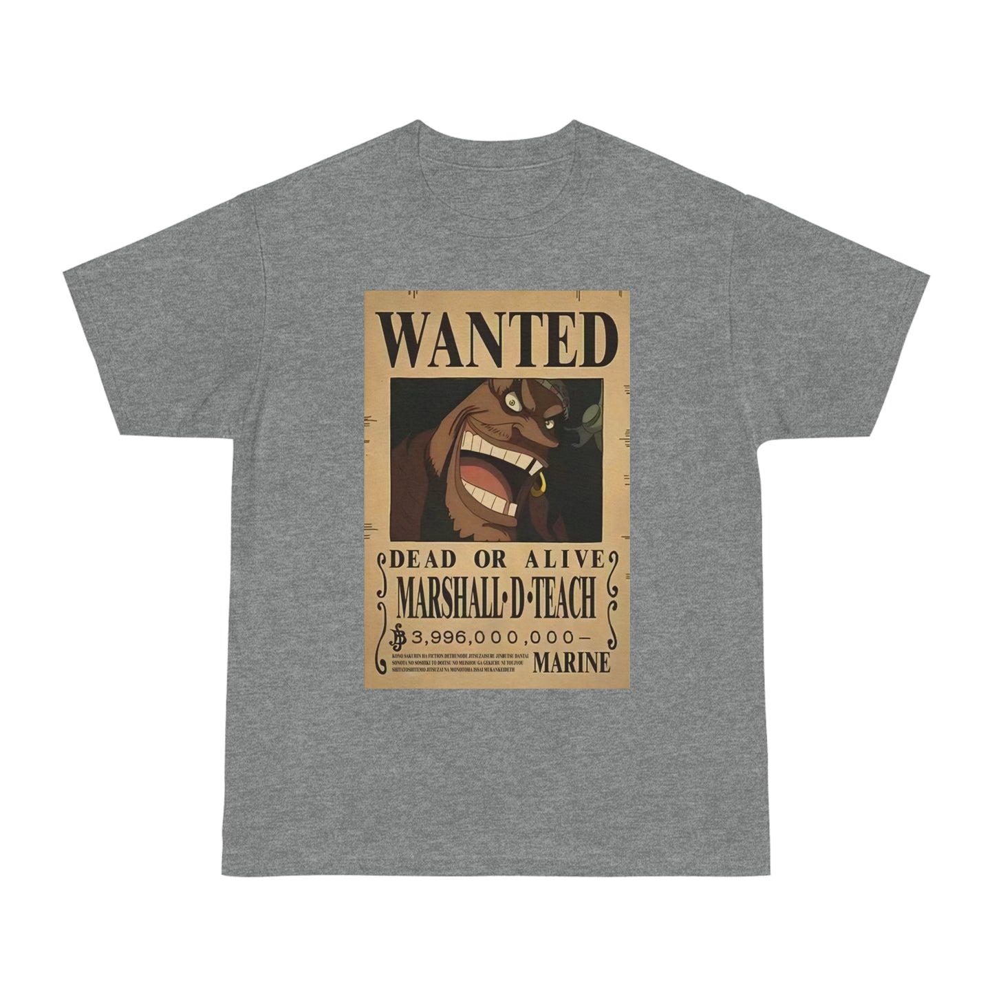 Anime T-shirt, Marshall D Teach Wanted, One Piece, Neubonesto, Unisex Tee