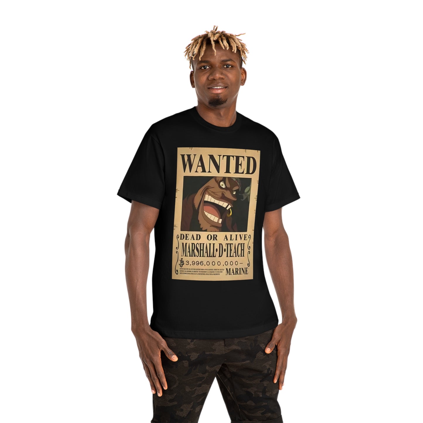 Anime T-shirt, Marshall D Teach Wanted, One Piece, Neubonesto, Unisex Tee