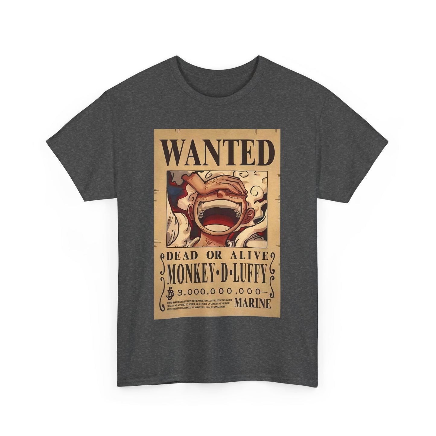 Anime Pirate T-Shirt, One Piece, Monkey D Luffy Gear 5 Wanted, Straw Hat Legend Collection