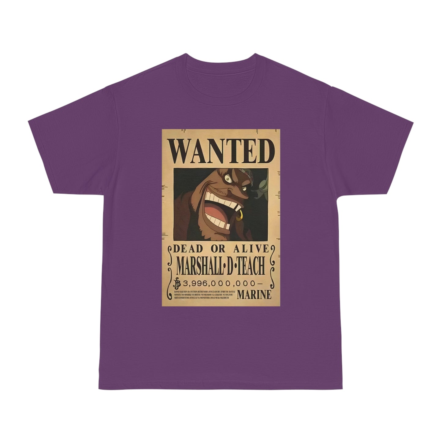 Anime T-shirt, Marshall D Teach Wanted, One Piece, Neubonesto, Unisex Tee