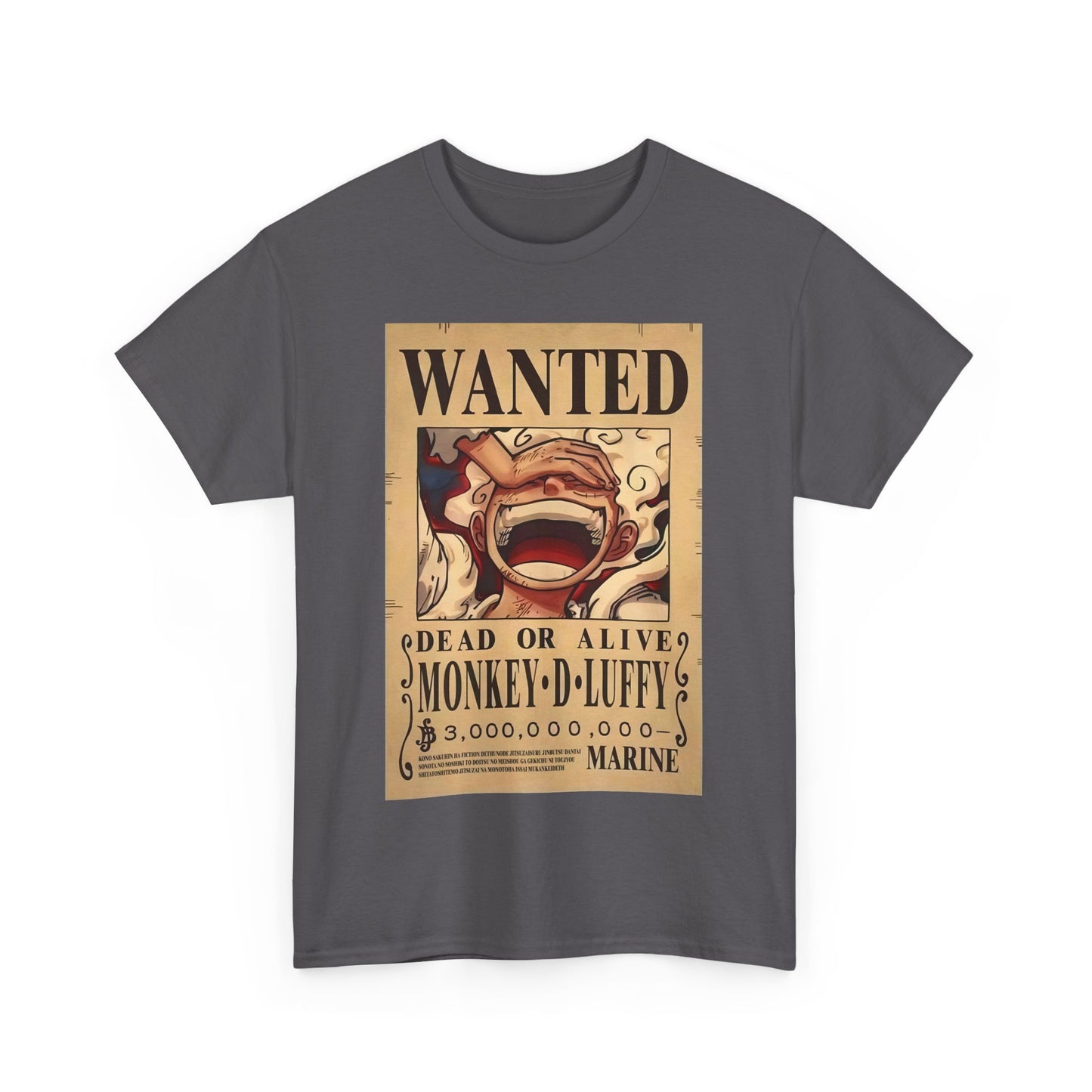 Anime Pirate T-Shirt, One Piece, Monkey D Luffy Gear 5 Wanted, Straw Hat Legend Collection