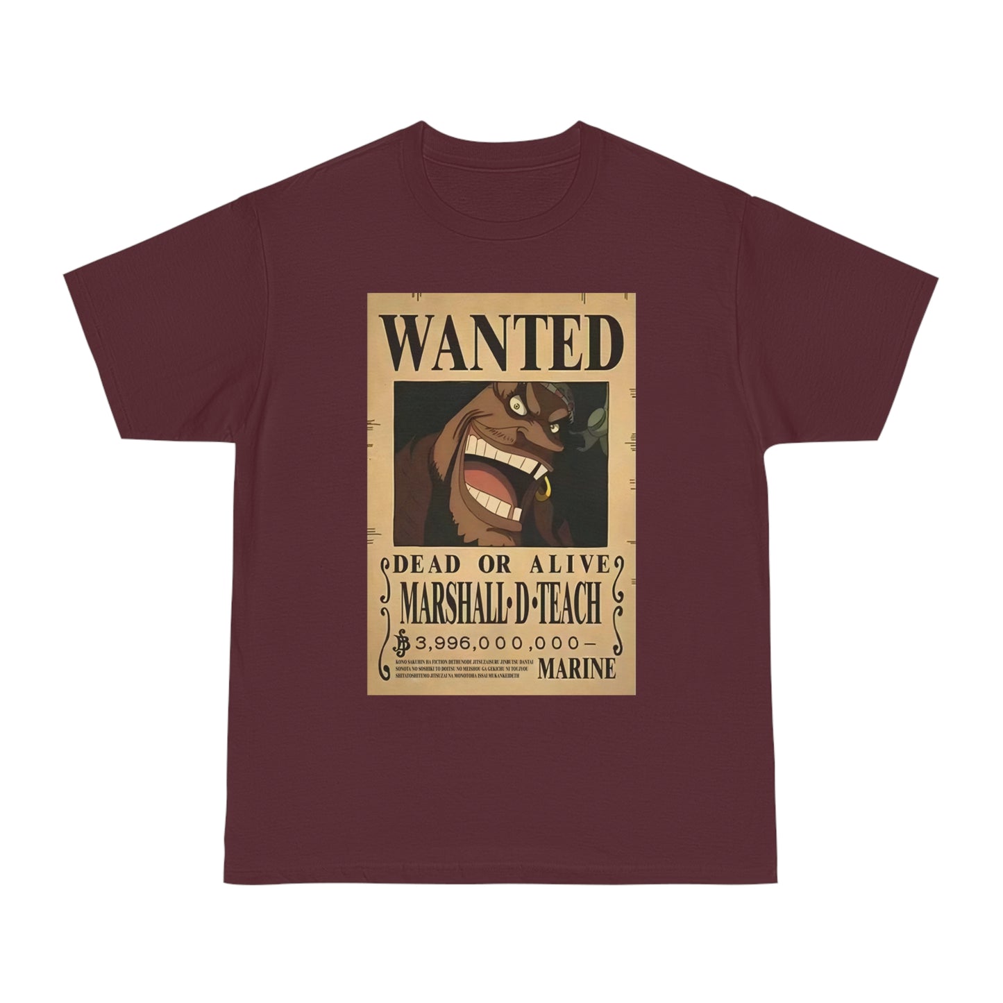 Anime T-shirt, Marshall D Teach Wanted, One Piece, Neubonesto, Unisex Tee