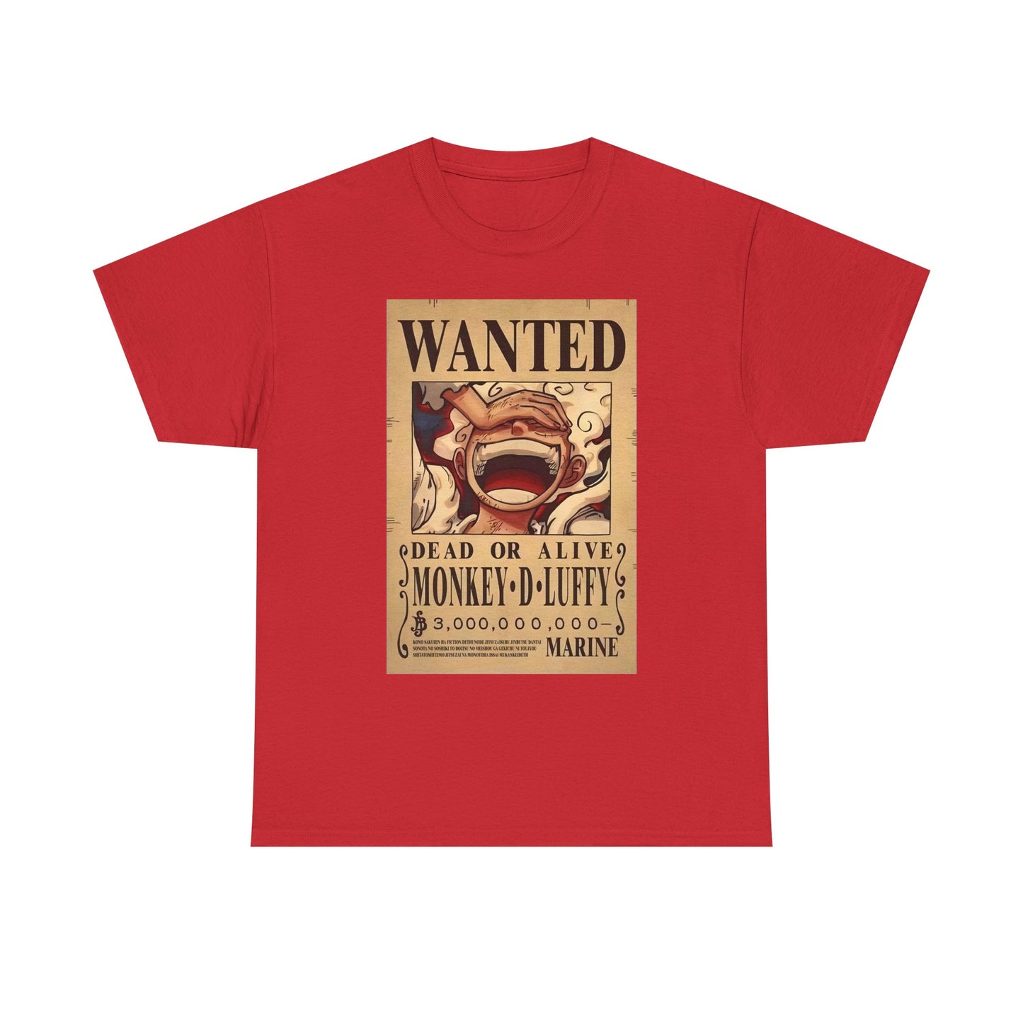 Anime Pirate T-Shirt, One Piece, Monkey D Luffy Gear 5 Wanted, Straw Hat Legend Collection
