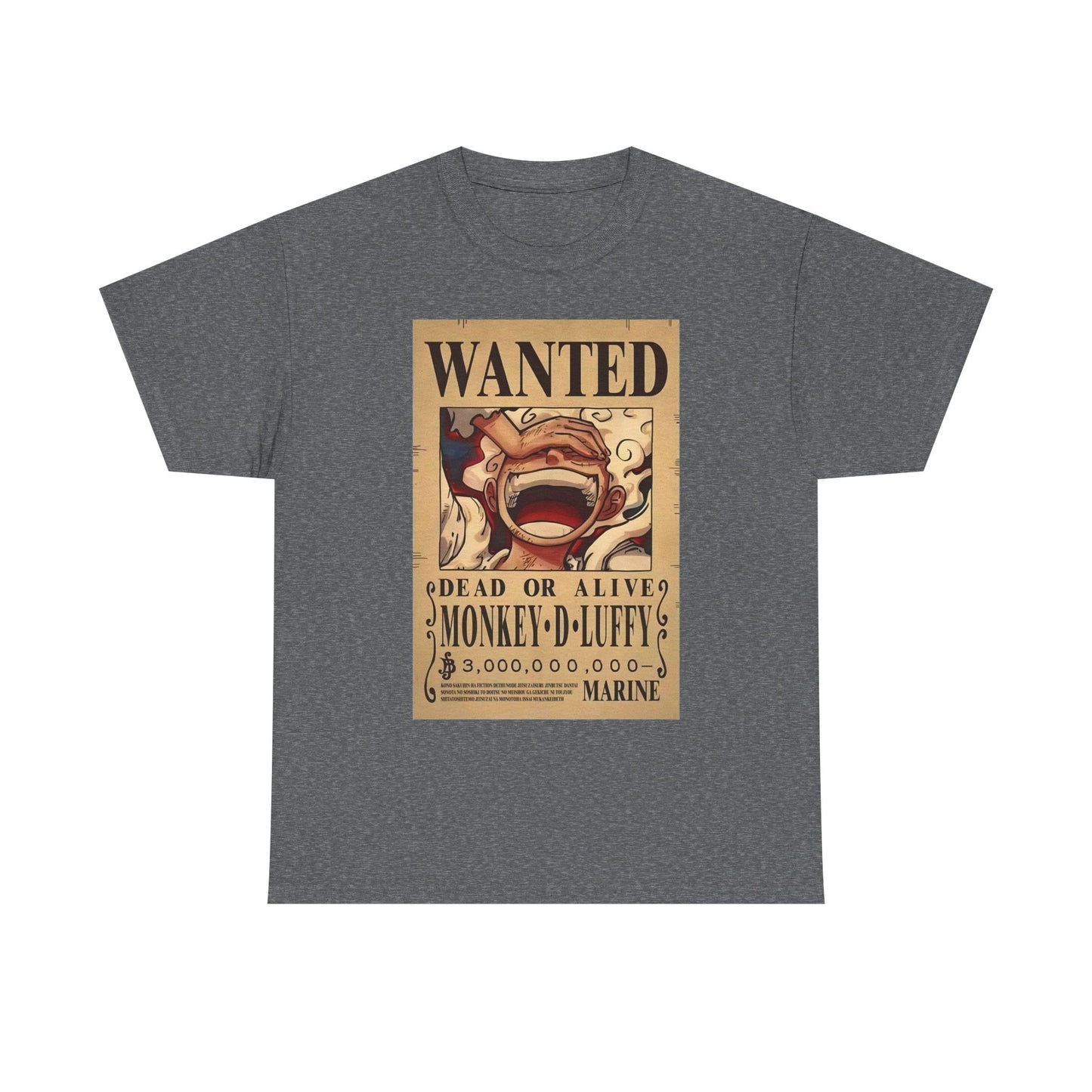 Anime Pirate T-Shirt, One Piece, Monkey D Luffy Gear 5 Wanted, Straw Hat Legend Collection