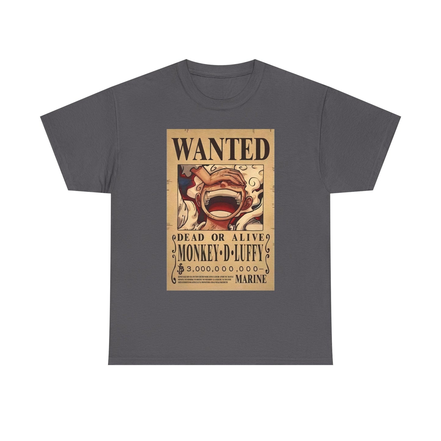 Anime Pirate T-Shirt, One Piece, Monkey D Luffy Gear 5 Wanted, Straw Hat Legend Collection