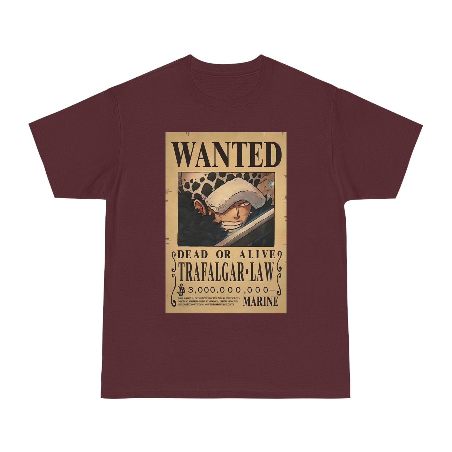 Anime T-shirt, Trafalgar-Law Wanted, One Piece, Neubonesto, Straw Hat Legend Collection, Unisex Tee, Otaku Gift, Anime Fan Shirt