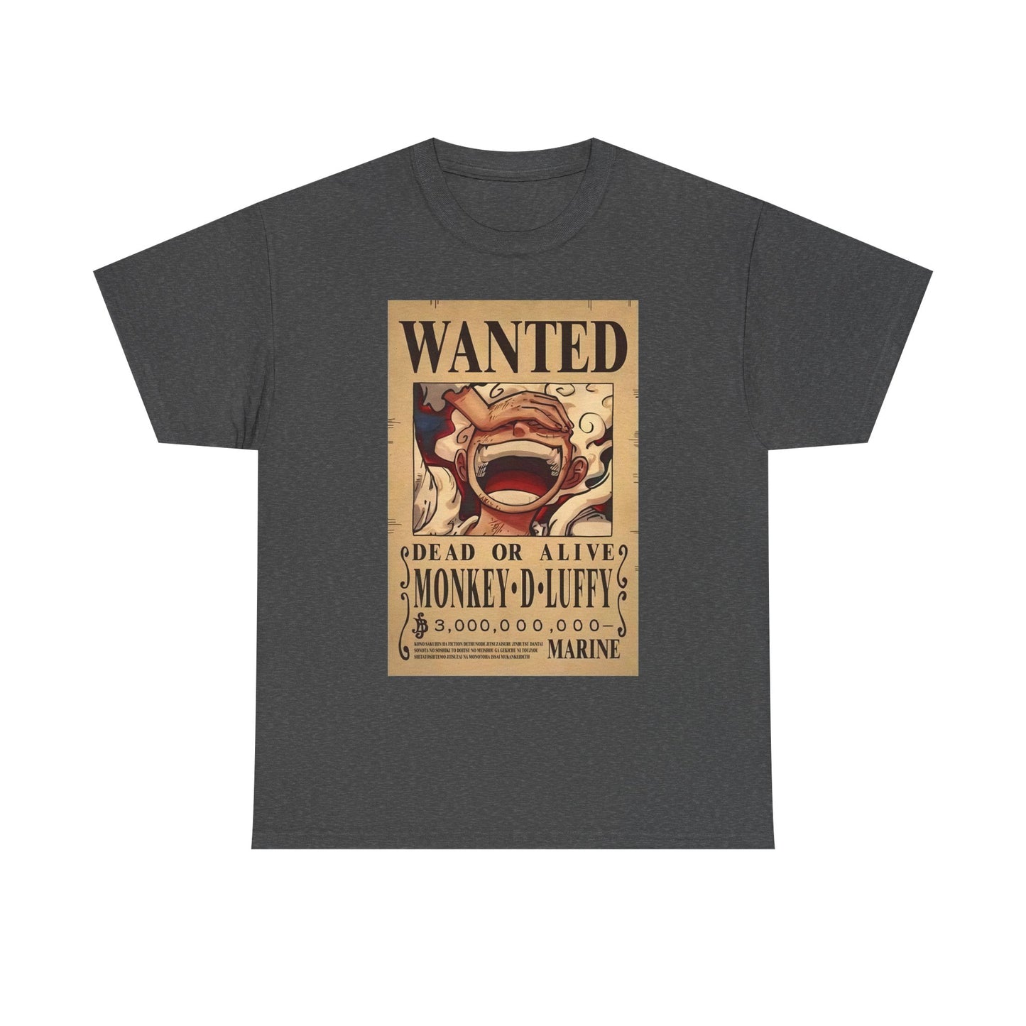 Anime Pirate T-Shirt, One Piece, Monkey D Luffy Gear 5 Wanted, Straw Hat Legend Collection
