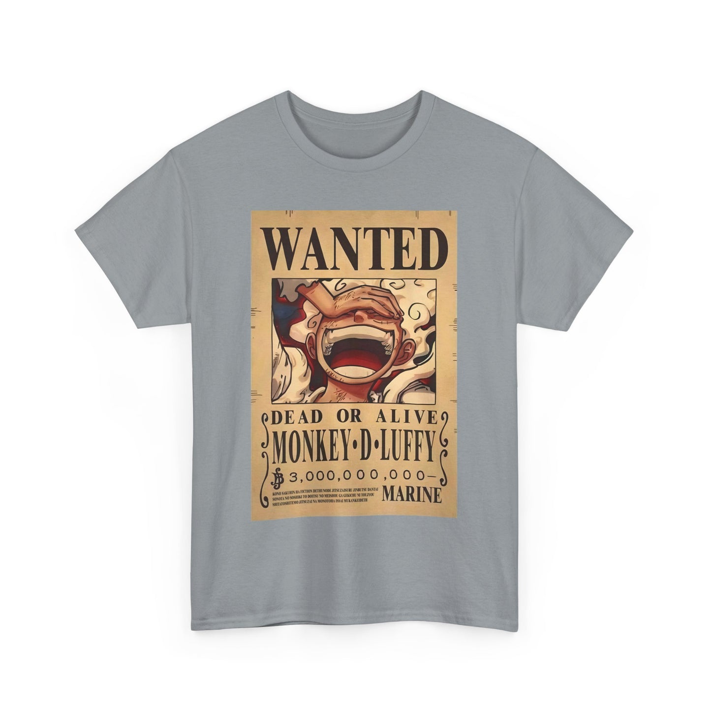 Anime Pirate T-Shirt, One Piece, Monkey D Luffy Gear 5 Wanted, Straw Hat Legend Collection