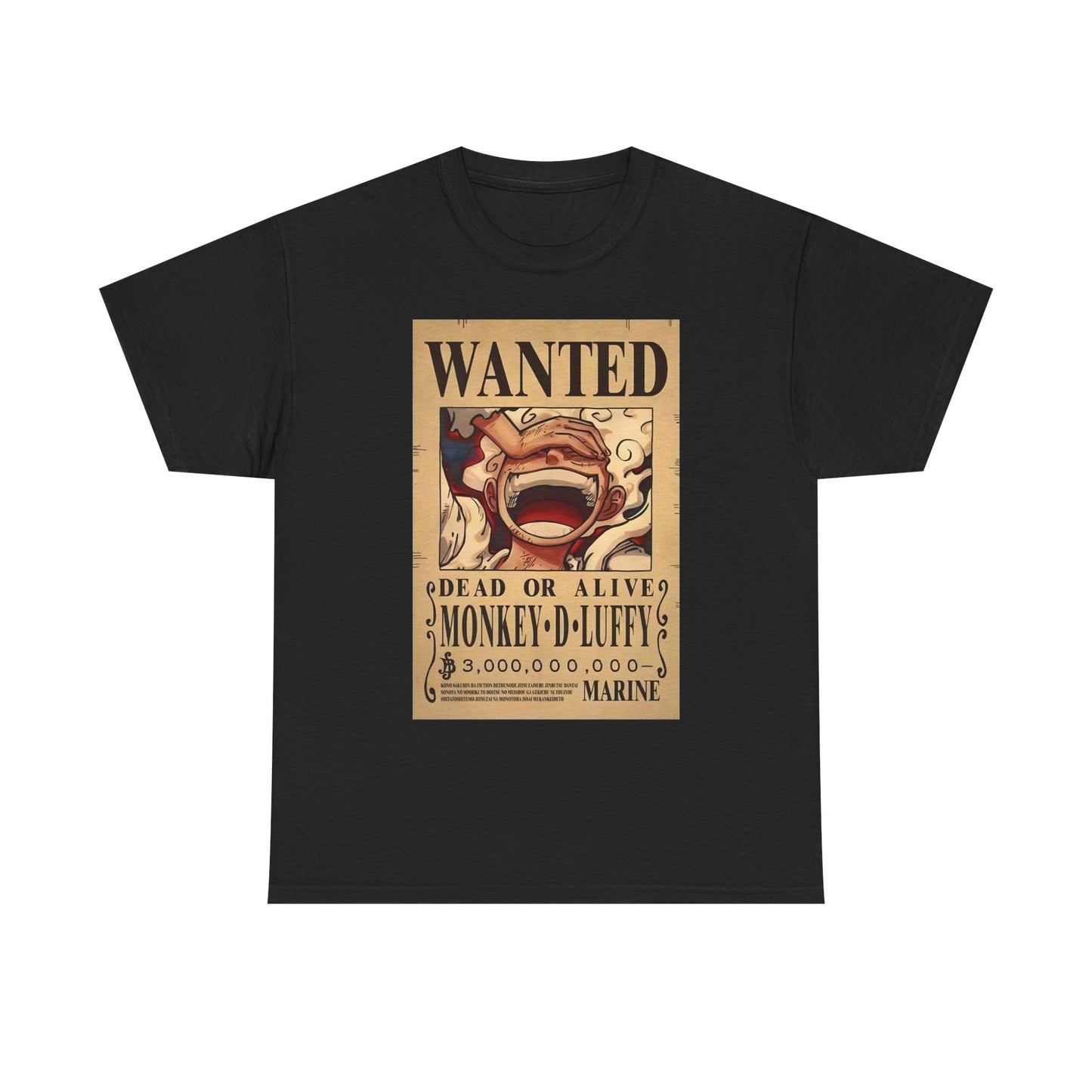 Anime Pirate T-Shirt, One Piece, Monkey D Luffy Gear 5 Wanted, Straw Hat Legend Collection