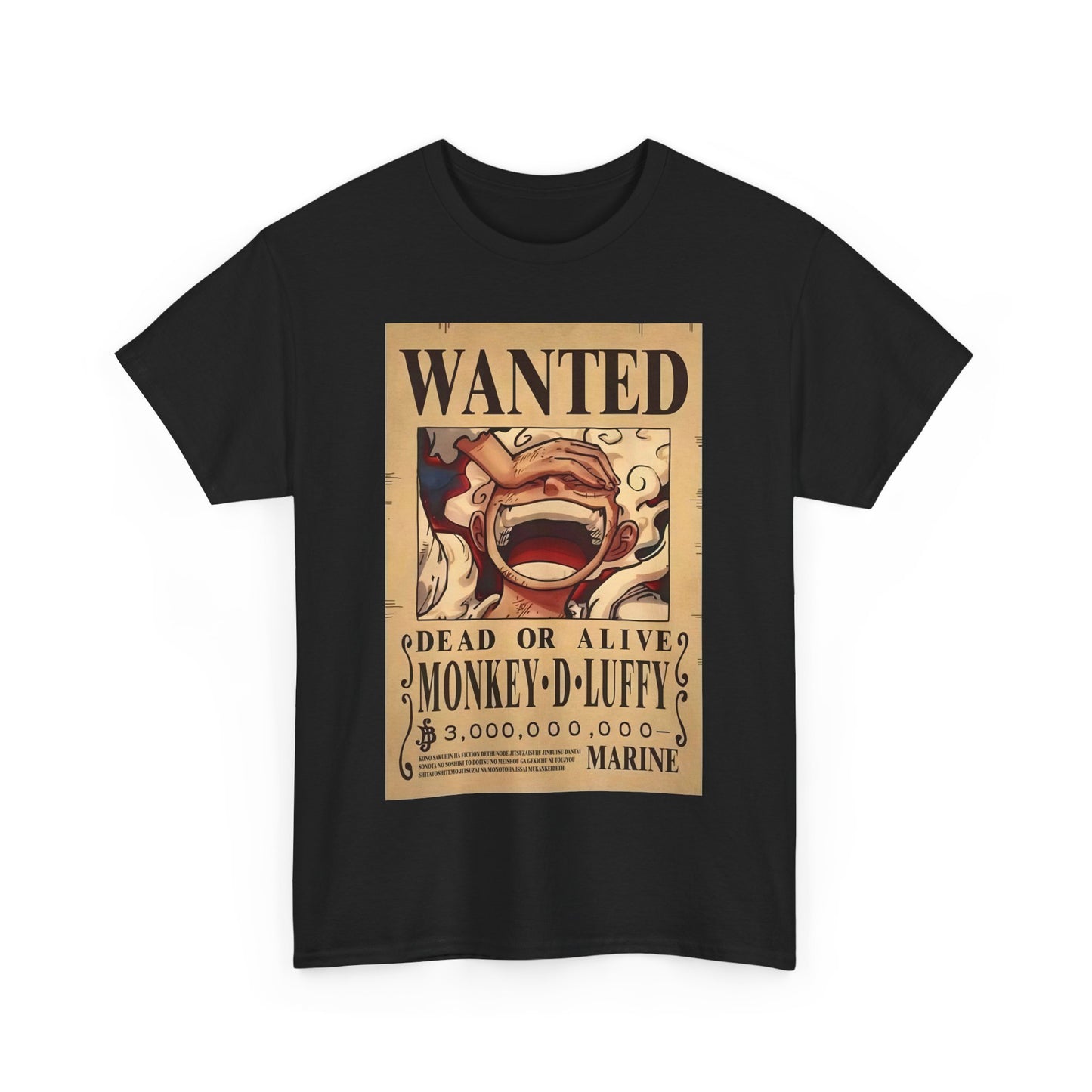 Anime Pirate T-Shirt, One Piece, Monkey D Luffy Gear 5 Wanted, Straw Hat Legend Collection