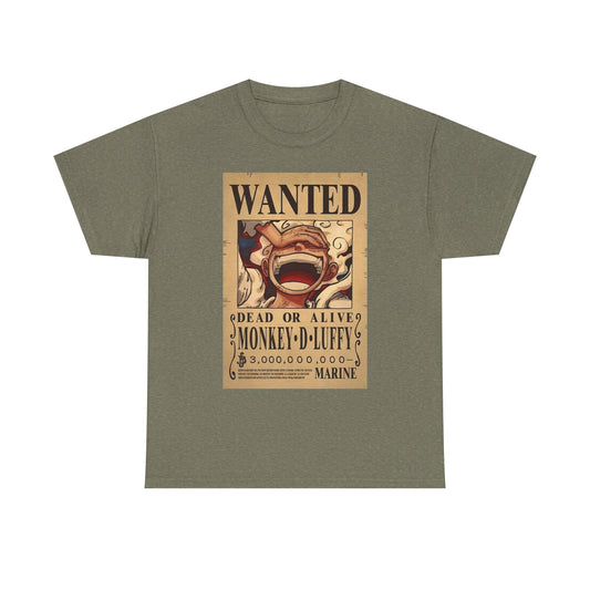 Anime Pirate T-Shirt, One Piece, Monkey D Luffy Gear 5 Wanted, Straw Hat Legend Collection