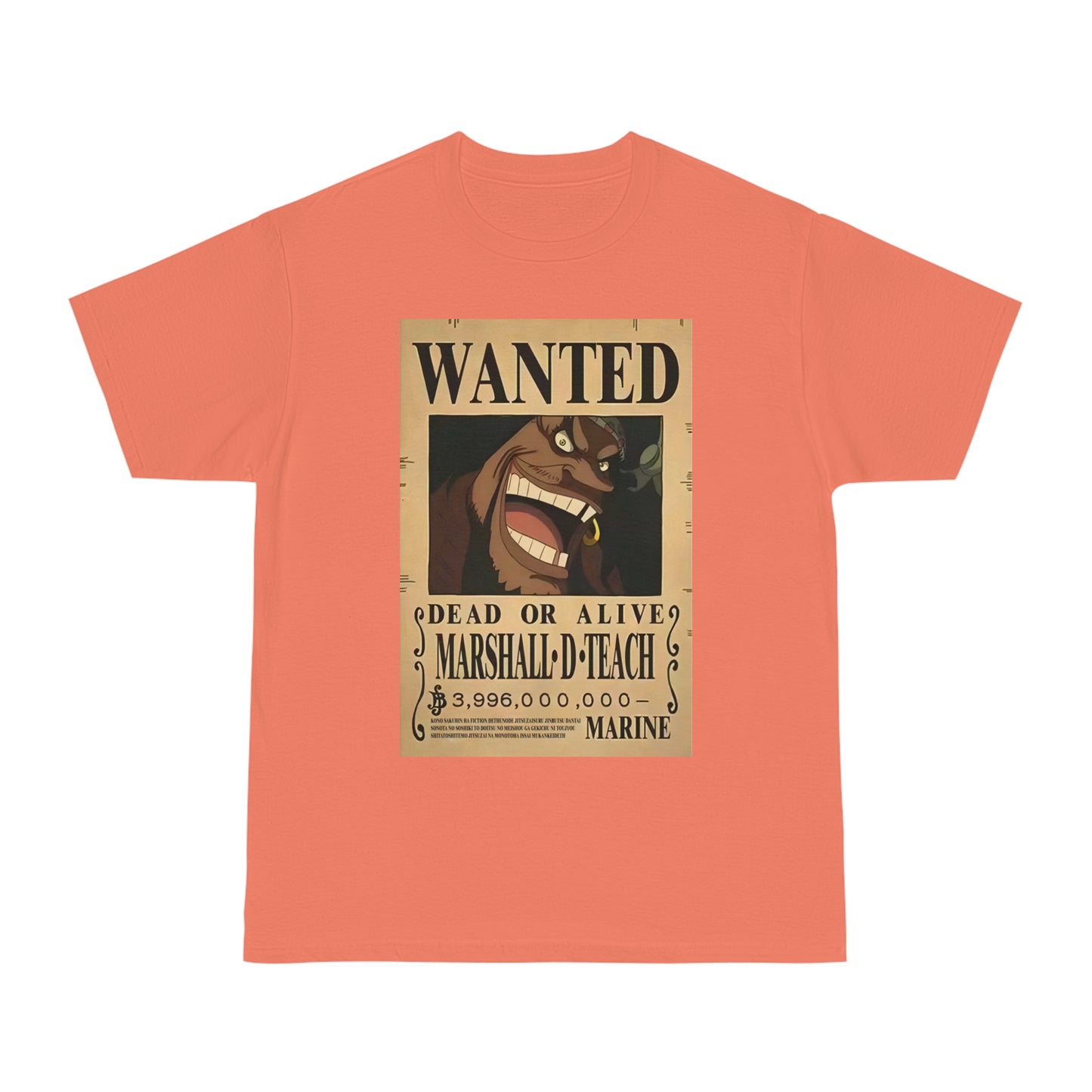 Anime T-shirt, Marshall D Teach Wanted, One Piece, Neubonesto, Unisex Tee