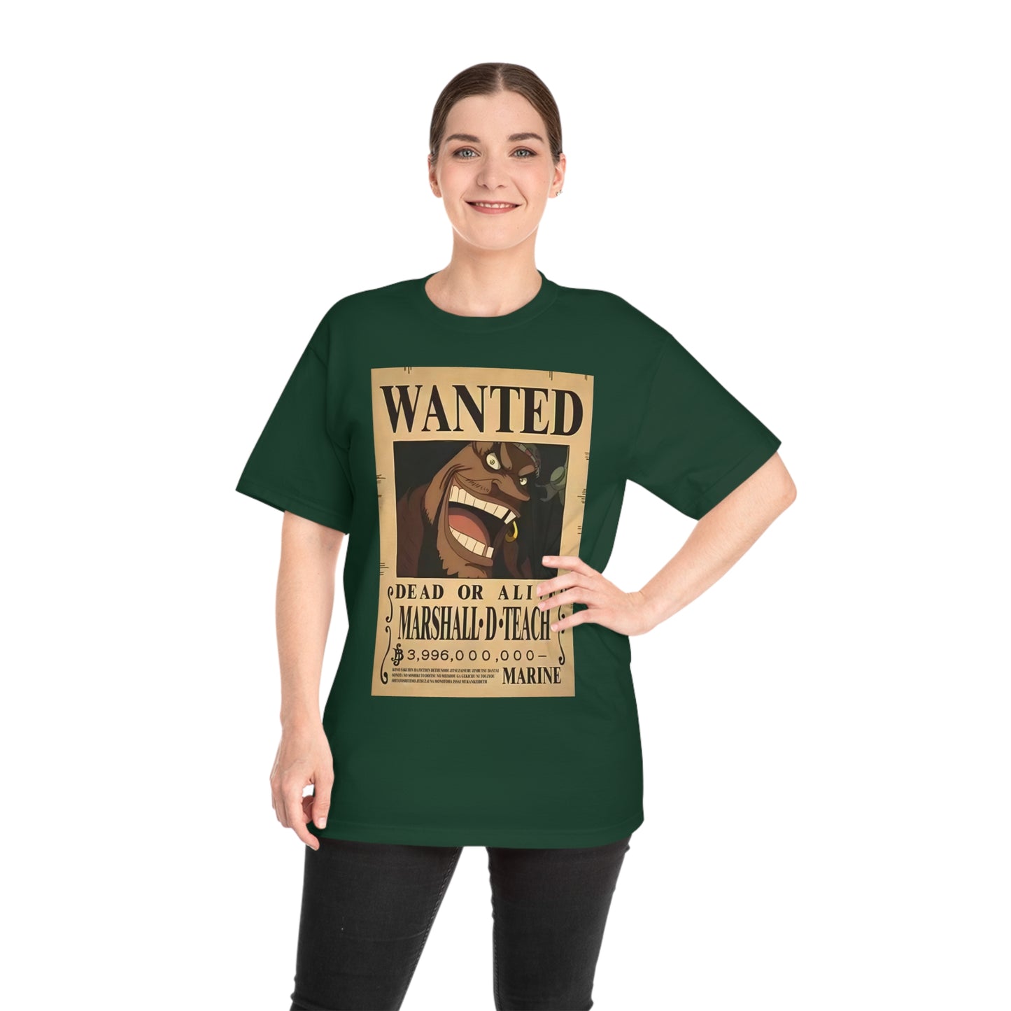 Anime T-shirt, Marshall D Teach Wanted, One Piece, Neubonesto, Unisex Tee