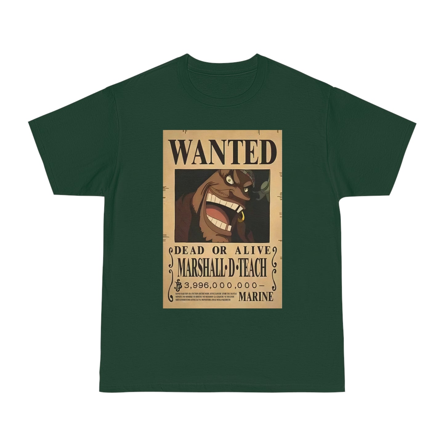 Anime T-shirt, Marshall D Teach Wanted, One Piece, Neubonesto, Unisex Tee