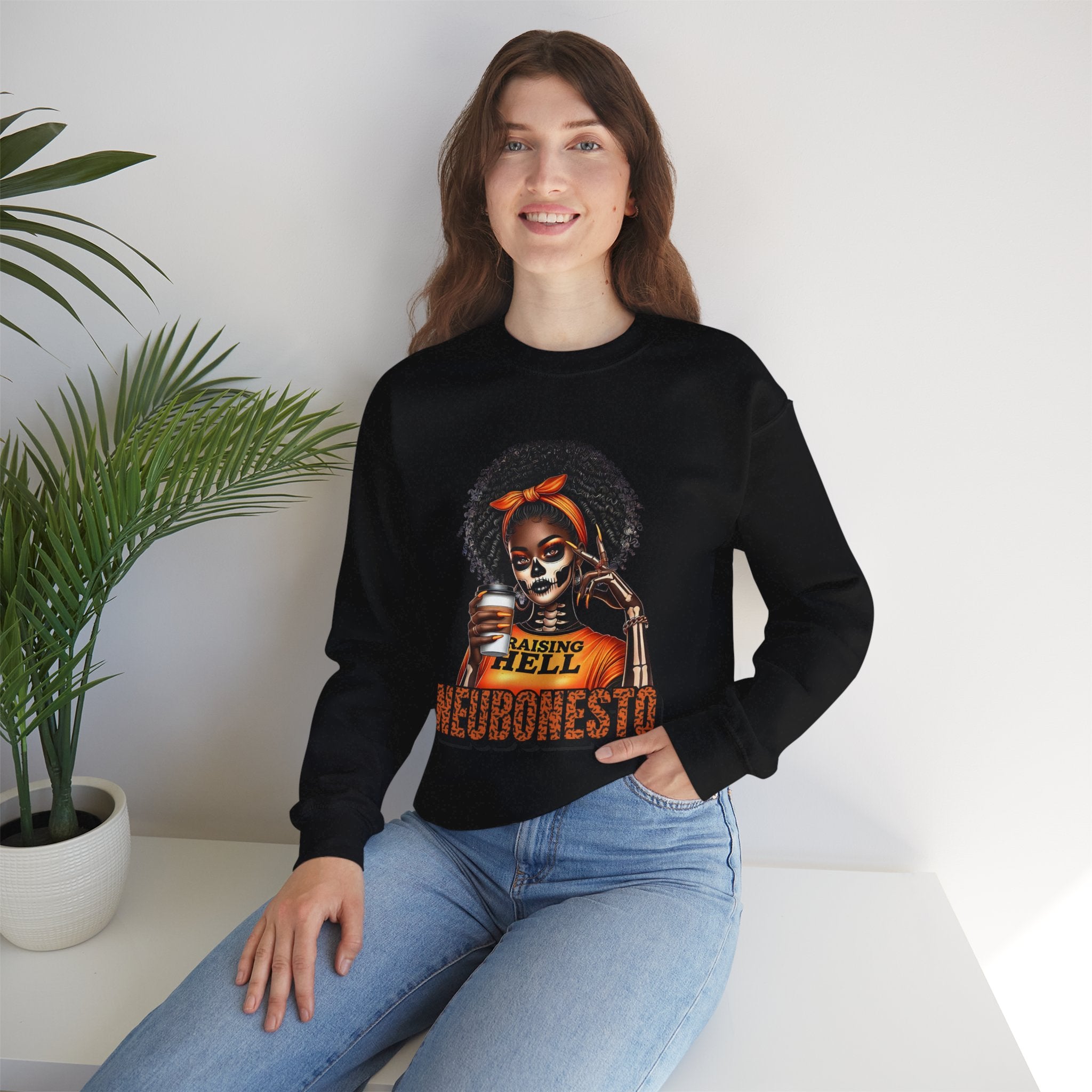 Halloween Skeleton Unisex Sweatshirt - Raising Hell Neubonesto Design