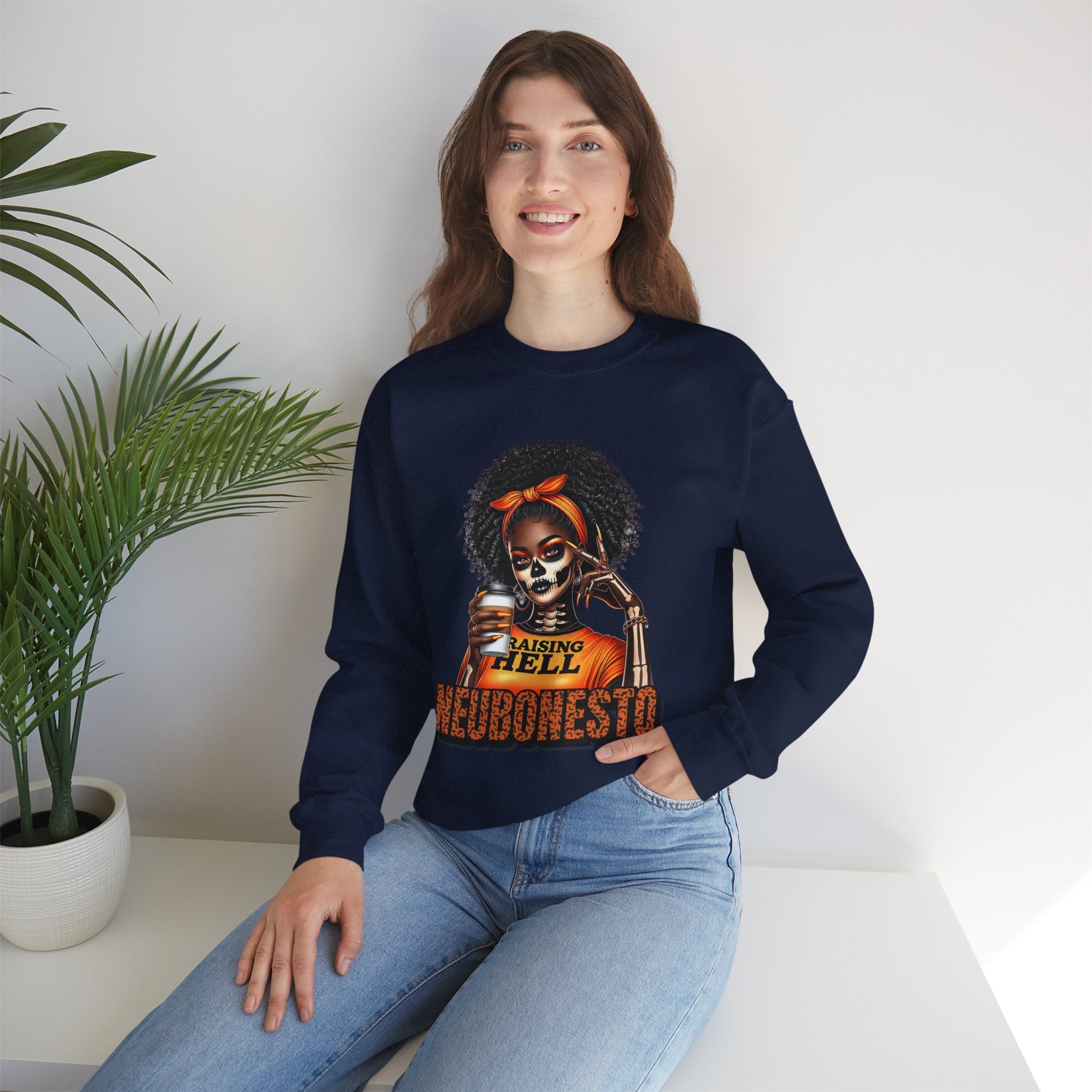 Halloween Skeleton Unisex Sweatshirt - Raising Hell Neubonesto Design