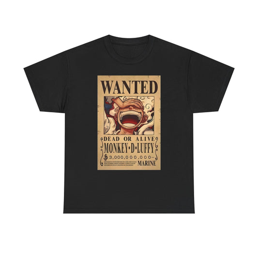 Anime Pirate T-Shirt, One Piece, Monkey D Luffy Gear 5 Wanted, Straw Hat Legend Collection