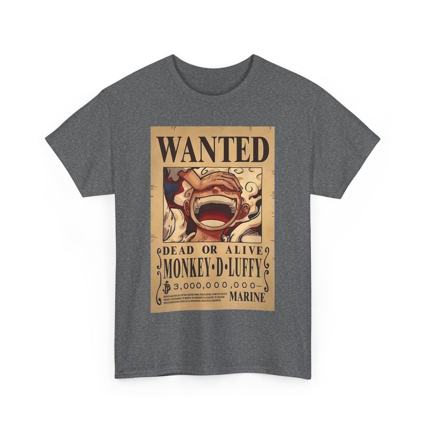 Anime Pirate T-Shirt, One Piece, Monkey D Luffy Gear 5 Wanted, Straw Hat Legend Collection