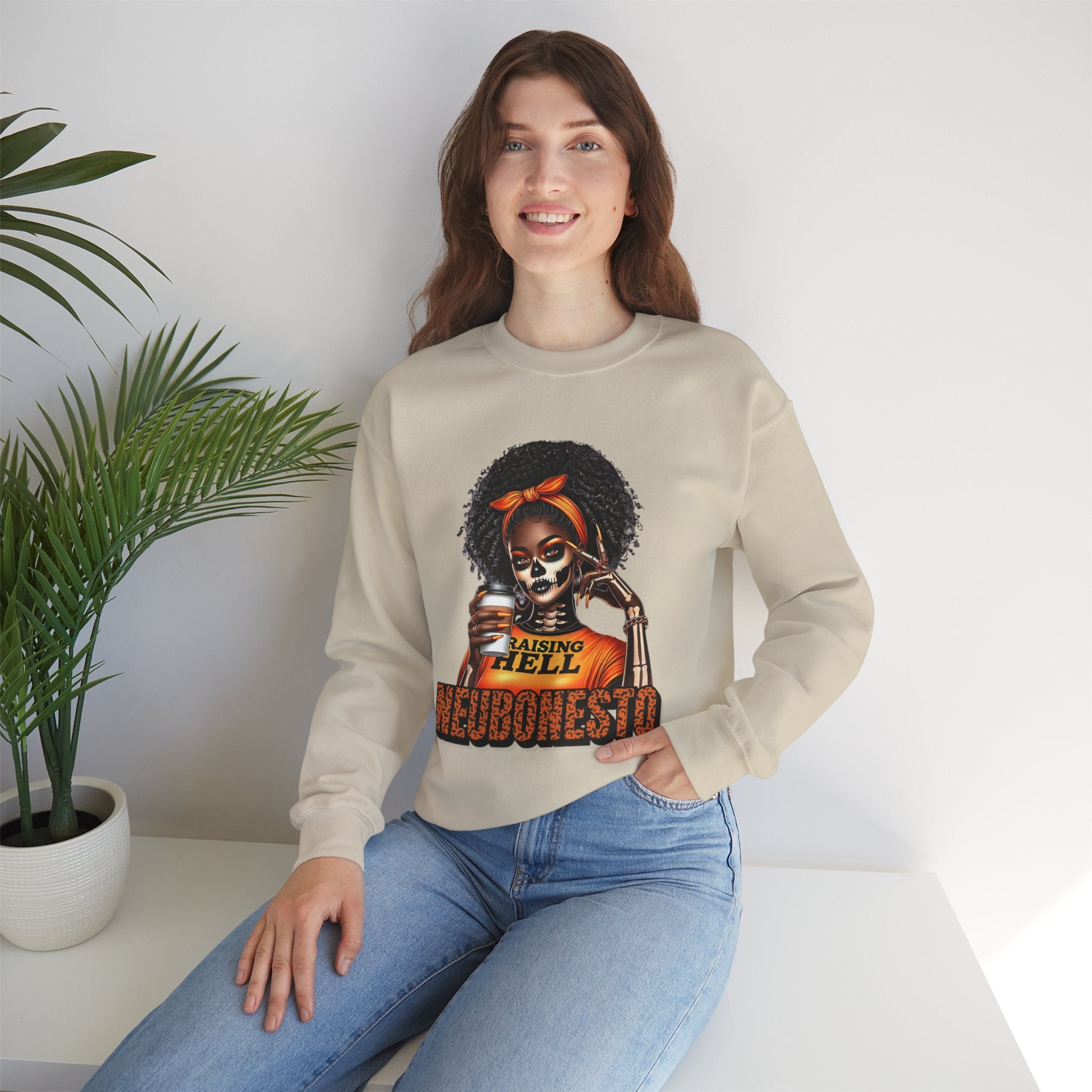 Halloween Skeleton Unisex Sweatshirt - Raising Hell Neubonesto Design