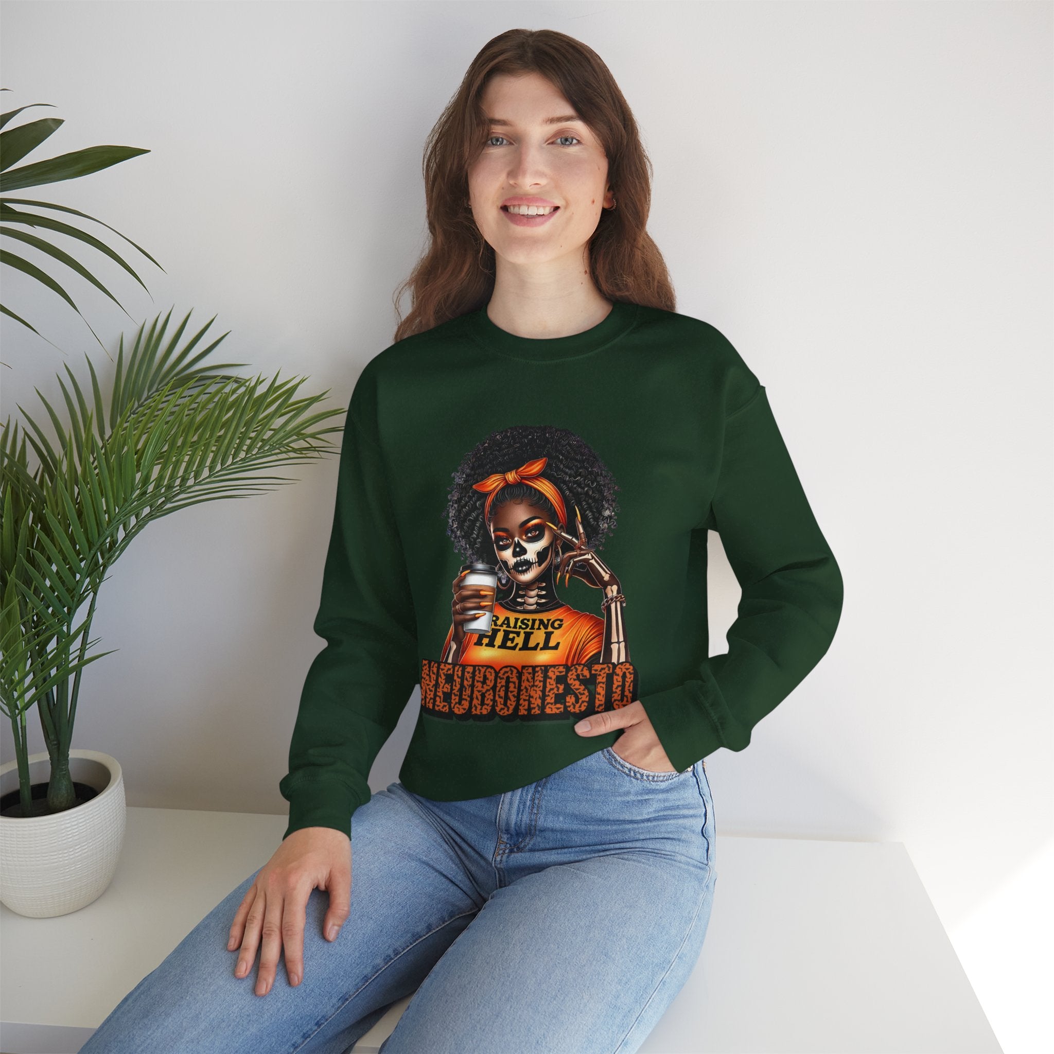 Halloween Skeleton Unisex Sweatshirt - Raising Hell Neubonesto Design