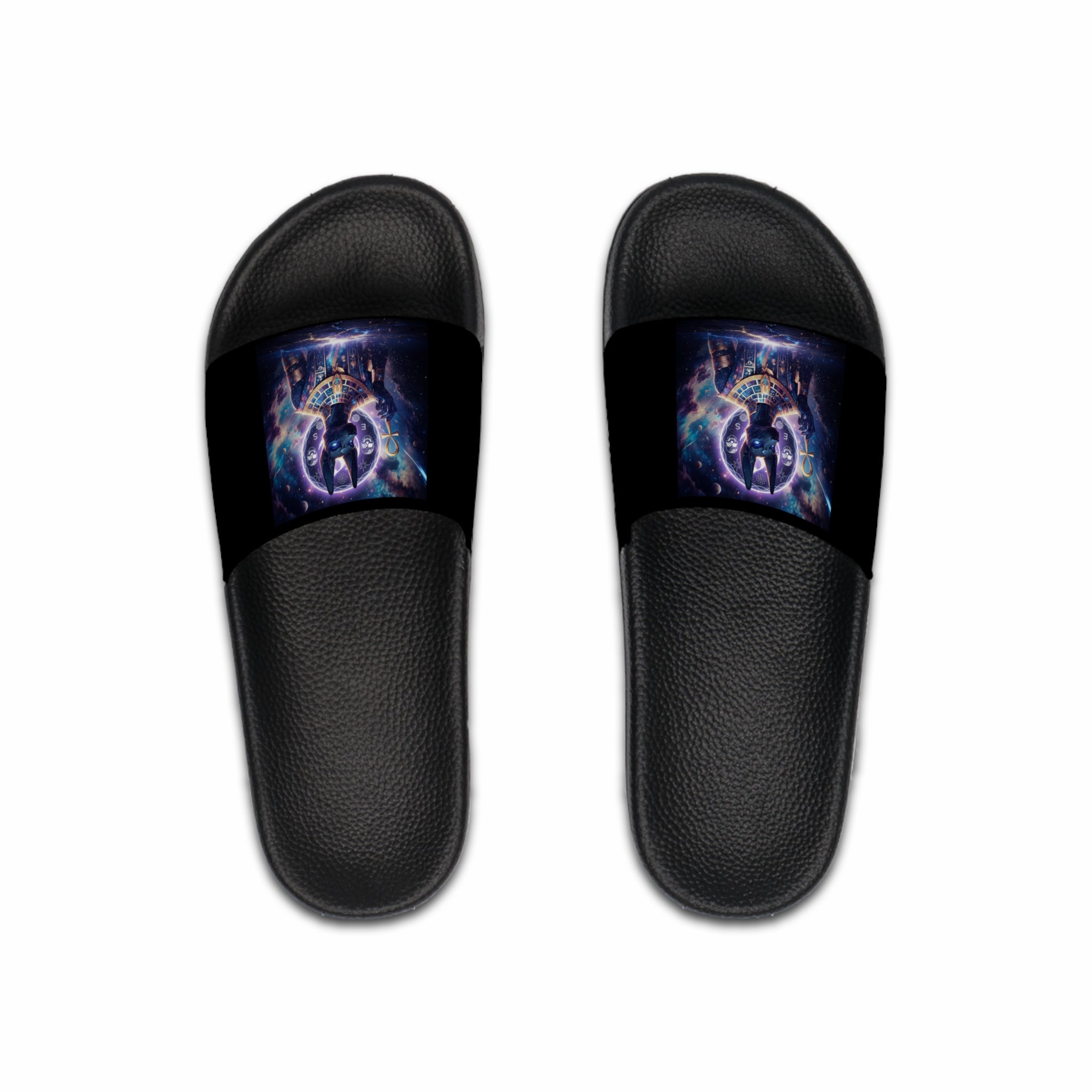 NeuboCosmic Anubis Men's Slides | Stylish Beach Footwear, Summer Slippers, Fun Poolside Slides, Casual Home Sandals, Galaxy Vibes