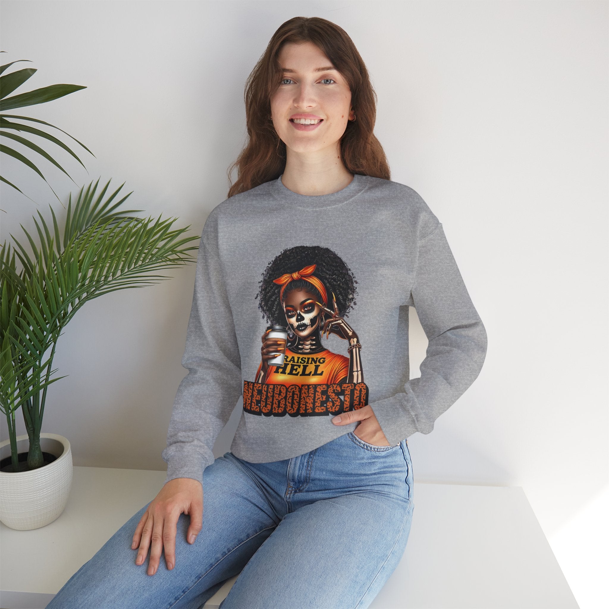 Halloween Skeleton Unisex Sweatshirt - Raising Hell Neubonesto Design