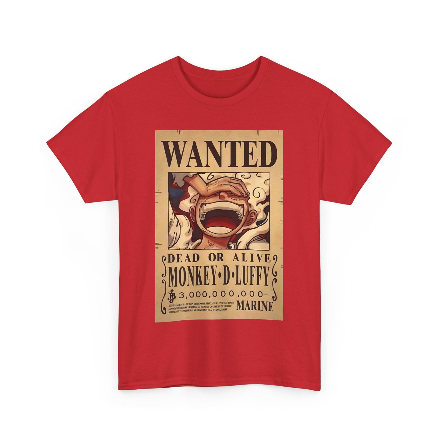 Anime Pirate T-Shirt, One Piece, Monkey D Luffy Gear 5 Wanted, Straw Hat Legend Collection